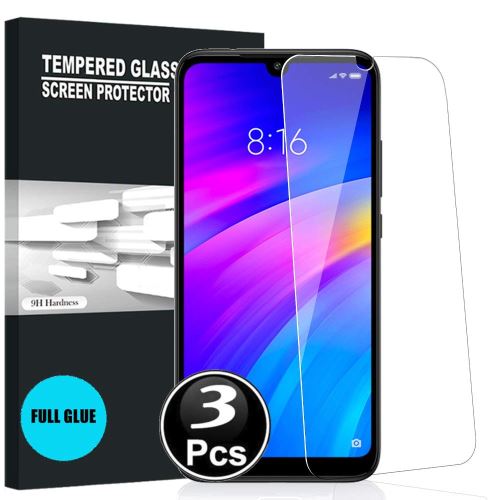 Redmi 7 Vitre protection d'ecran en verre trempé incassable lot de [X3] Glass