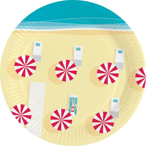 Amscan assiettes Histoires d'été 17,7 papier jaune/bleu 8 pièces