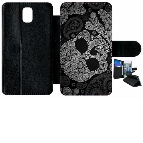 Etui À Rabat Samsung Galaxy Note 3 Tete De Mort Barroque