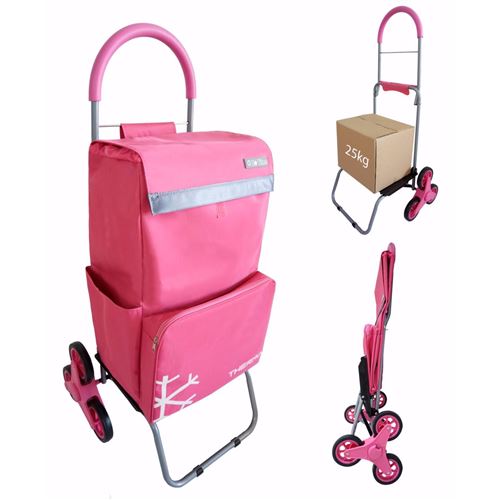 Chariot de courses Monte Escalier 6 roues BO TIME Double utilisation - Poche isotherme Capacité 57L