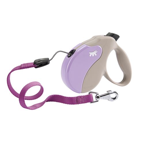 Laisse rétractable pour chiens AMIGO CORD MEDIUM, cordon rétractable, 5 mètres, max 25 kg, Lilas