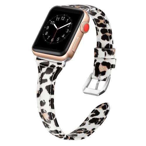 Bracelet en cuir véritable surface léopard jaune pour votre Apple Watch Series 4 40mm/Watch Series 3/2/1 38mm
