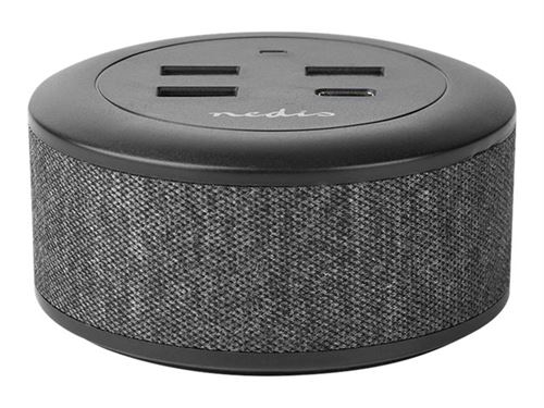 Nedis Fabric Desktop Family Charger - Netspanningsadapter - 30 Watt - 3 A - PD - 4 uitgangsaansluitingen (USB-C, 3 x USB Type A) - zwart