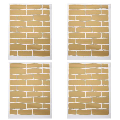 Autocollant Mural en PVC Motif de Brique Décoration de Salon Chambre 4Pcs - Or
