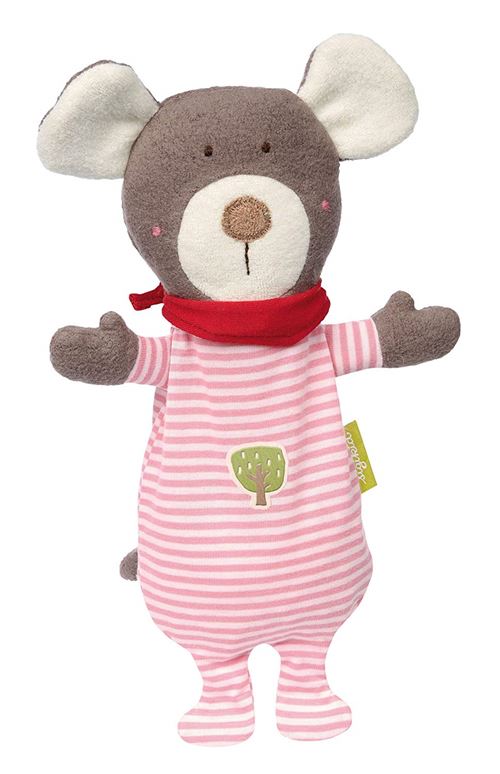 sigikid, 41783 Enfant Fille Doudou Bouillotte Souris, Coton Organique, Rose/Gris, 28 cm