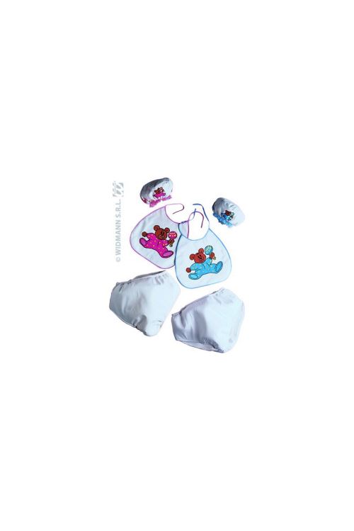 Set Bebe Adulte ( Bonnet+couche+bavoir) Assorti - Bleu - Taille Unique