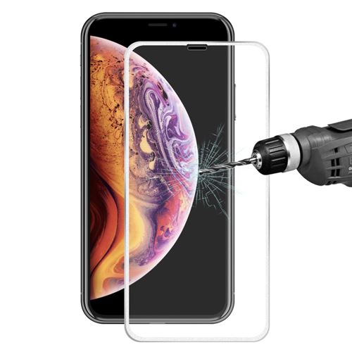 Protecteur écran en verre trempé 02mm 9H Cadre en alliage 3D anti-explosion avec revêtement complet blanc pour votre Apple iPhone XS Max 6.5 inch