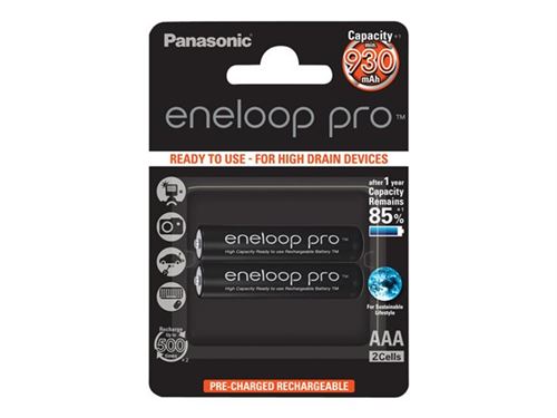 Panasonic eneloop pro BK-4HCDE/2BE - Batterie 2 x AAA - NiMH - (rechargeables) - 930 mAh