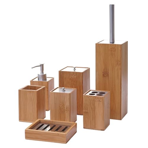Set de salle de bains 7 pièces MENDLER HWC-A90 bambou