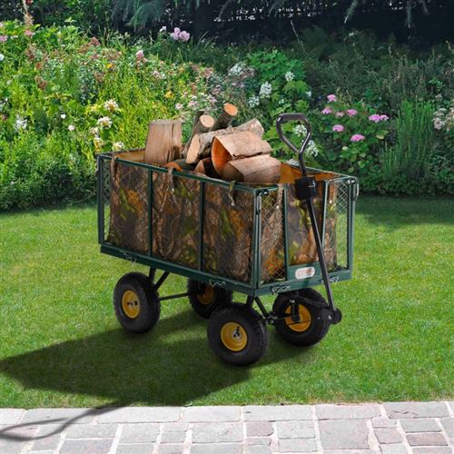 Chariot de jardin Tectake Chariot de jardin 550 kg avec plateau