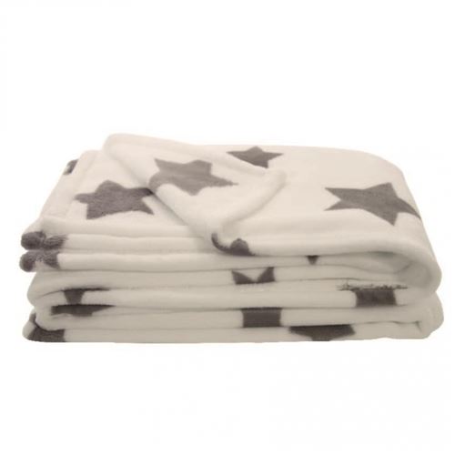 Couverture - Câlin - Blanc motif étoile grise