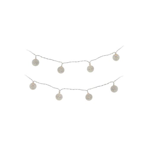 Guirlande lumineuse EDM - boules argentées - esprit de Noël - lumière chaude - 10 ampoules LED - 2,5 m - 71316