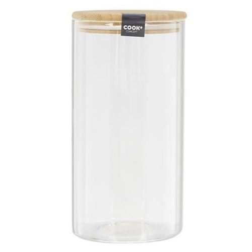 Non Communiqué Transparent Bocal En Verre "Bambou" 1,2L