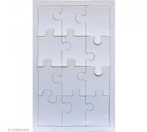 Puzzle en carton blanc à décorer 12 pièces x 10