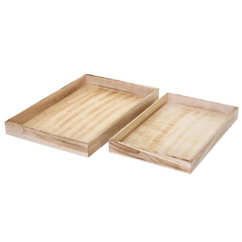 Non Communiqué Marron 2X Plateau De Service T285, Style Shabby Brun Nature