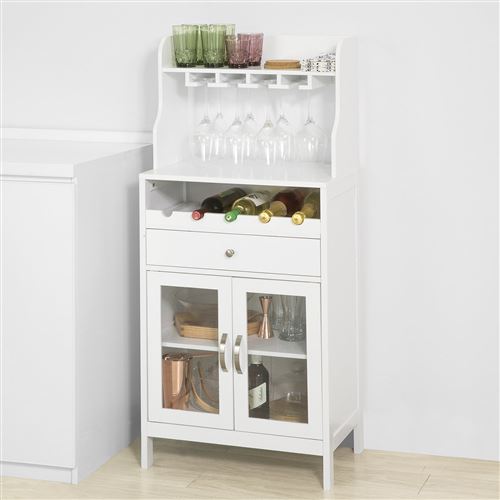 SoBuy® FSB24-W Buffet Commode Armoire de Rangement avec Porte-Bouteilles