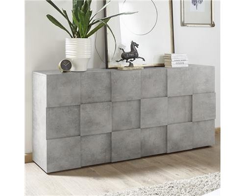 Bahut 3 portes gris effet béton design DOMINOS 4