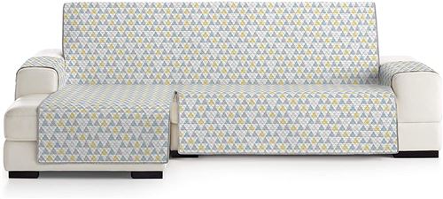 Eysa Nordic Housse, Microfiber, C/5 Jaune-Gris, Chaise Longue 290 cm. Adapté aux canapés de 300 à 350 cm