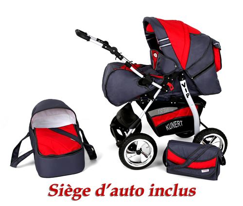 Poussette / Landau combiné 3en1 multifonctions avec équipement bébé enfant 0-36m Roues en mousse Volver