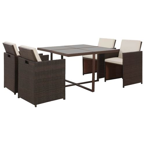 Mobilier de jardin 13 pcs Résine tressée Marron