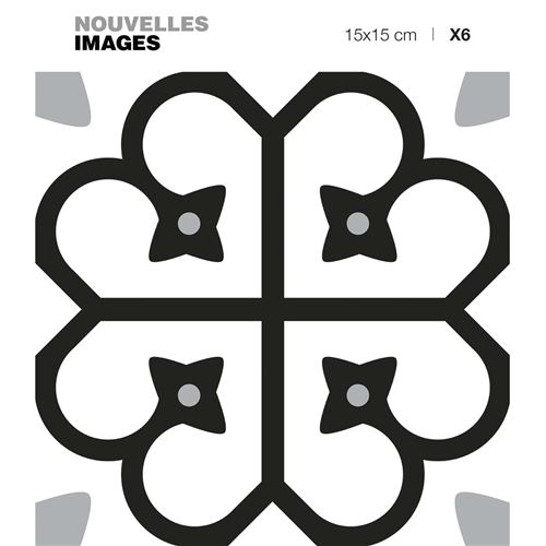 6 adhésifs de carrelage Motif floral Noir et Blan Draeger la carterie