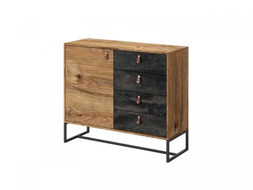 BOBOCHIC Buffet bas 103 cm DAKAR Chêne et Graphite