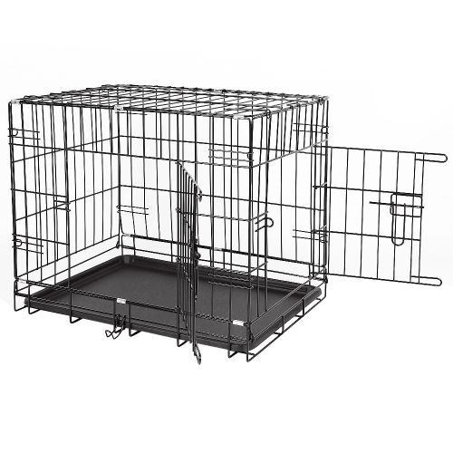 Meilleurs prix pour Cage Transport Chiens Pliable 2 Portes - L 76 x l 47 x H 53 cm - Solide en fil métallique robuste