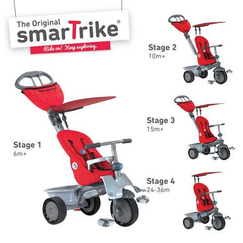 Smartrike Tricycle Évolutif 4 En 1 Recliner Rouge Pour Bébé Et Enfant