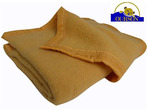Couverture pure laine woolmark ourson 350 gr sarrazin 180x220