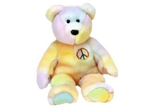 TY Beanie Buddy - PEACE l'ours Ty-Dyed (version pastel)