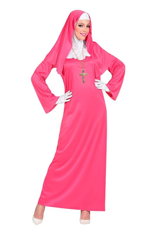 Costume complet de religieuse rose - Taille L