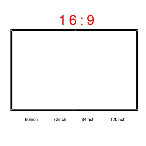 Écran de Projection 16: 9 100In de Projection de Rideau de Projecteur Blanc de 60-120 Pouce Pliable Portable