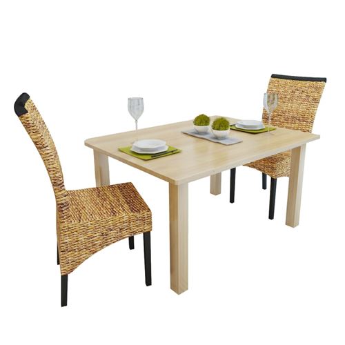 vidaXL Chaises de salle à manger 2pcs Bois solide de manguier et abaca