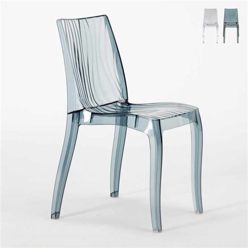 Grand Soleil - Chaise bar salle à manger polycarbonate transparent empilable Dune Grand Soleil, Couleur: Noir Anthracite Transparent