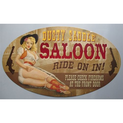 plaque tole épaisse pin up saloon 61cm ovale déco usa loft