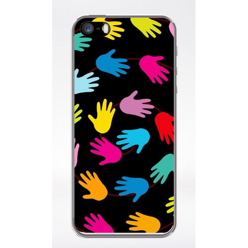 Coque Main Multicolor Sur Fond Noir Compatible Iphone 5 Transparent