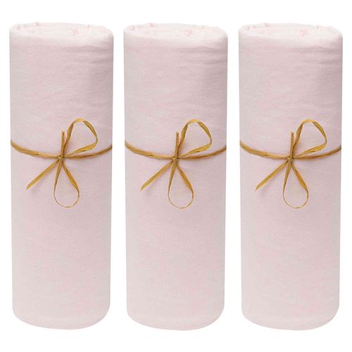 Lot de 3 draps housses bébé jersey bio rose poudré 70x140