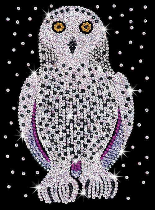 Tableau sequin art harfang des neiges - sequin art