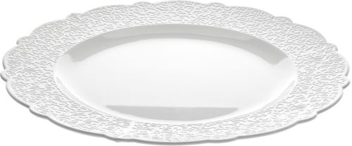 Alessi Assiette de service en porcelaine avec décoration en relief, blanc