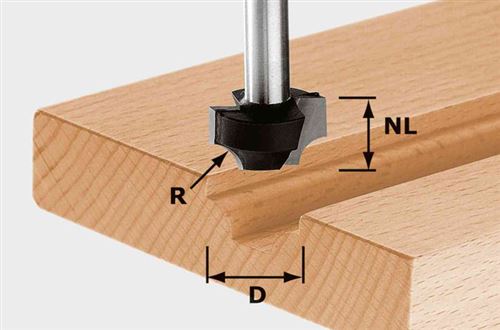 Fraise quart de rond HW avec queue de 8 mm FESTOOL HW S8 D23/R6 - 491007