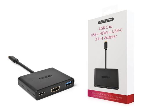 Sitecom CN-365 Adaptateur USB 3.1 Usb-c Mâle - Usb A femelle / Usb-c Femelle / Sortie HDMI Noir