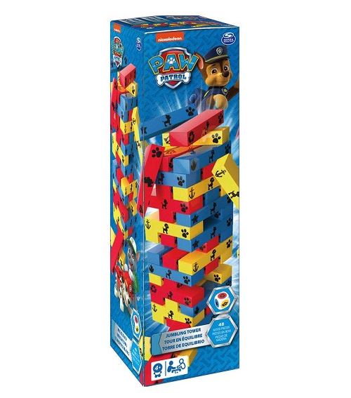 Tour en equilibre infernale pat patrouille 48 blocs en bois colore + de - jeu d'adresse enfant