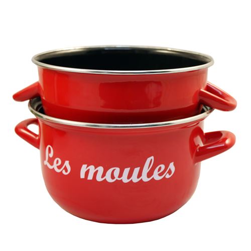 Baumalu Rouge Marmite À Moules 24 Cm Émaillé Noire - Acier Émaillé