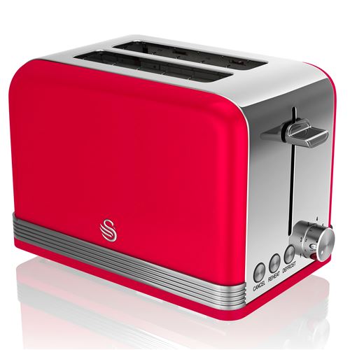 Swan Retro ST19010RN - Grille-pain - 2 tranche - 2 Emplacements - rouge