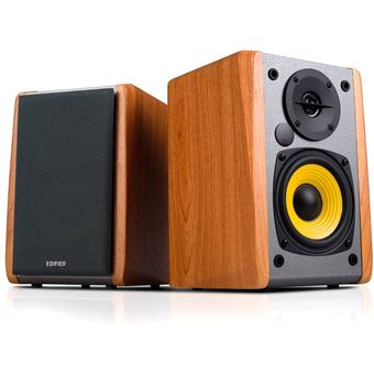Edifier R1010BT - Haut-parleurs - étagère - sans fil - Bluetooth - 24 Watt (Totale) - 2 voies - brun