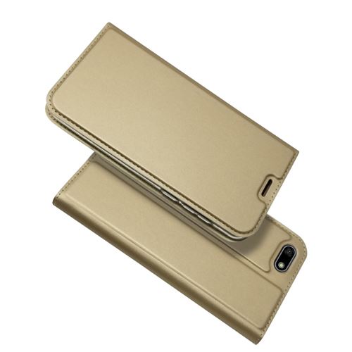 Etui en PU porte-cartes auto-absorbé or pour votre Huawei Y5 (2018)/Y5 Prime (2018)/Honor 7s/Play 7