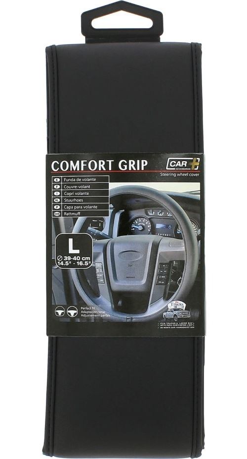 Car Plus couvre-volant Comfort Grip uni similicuir noir 41-42 cm
