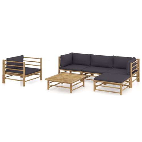 Non Communiqué Gris Salon De Jardin Modulable Vidaxl Bambou 3 Personnes 6 Pieces