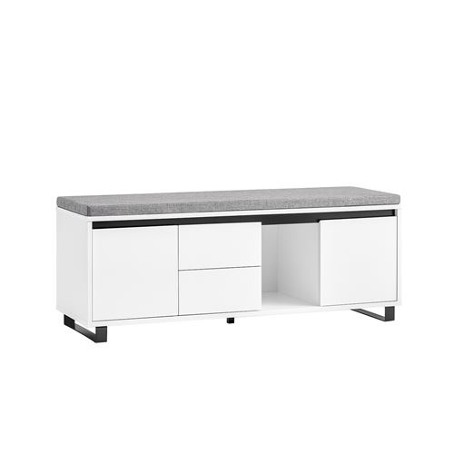 Non Communiqué Blanc Sobuy Banc D'entrée Avec Coussin, 2 Tiroirs Et 2 Portes, 110X35x42 Cm, Fsr176-W