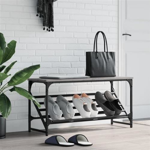 Non Communiqué Gris Vidaxl Étagère À Chaussures Sonoma 90X30x45 Cm Bois D'ingénierie 833421